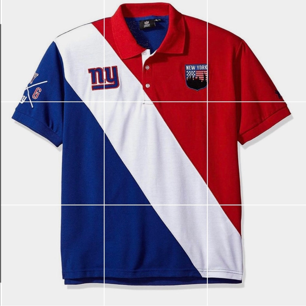 New York Giants Licensed NFL Men's Diagonal Stripe City Crest Polo Shirt